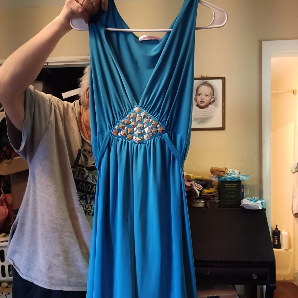 New Women Elegant Blue Sleeveless Dress By Blush Size large